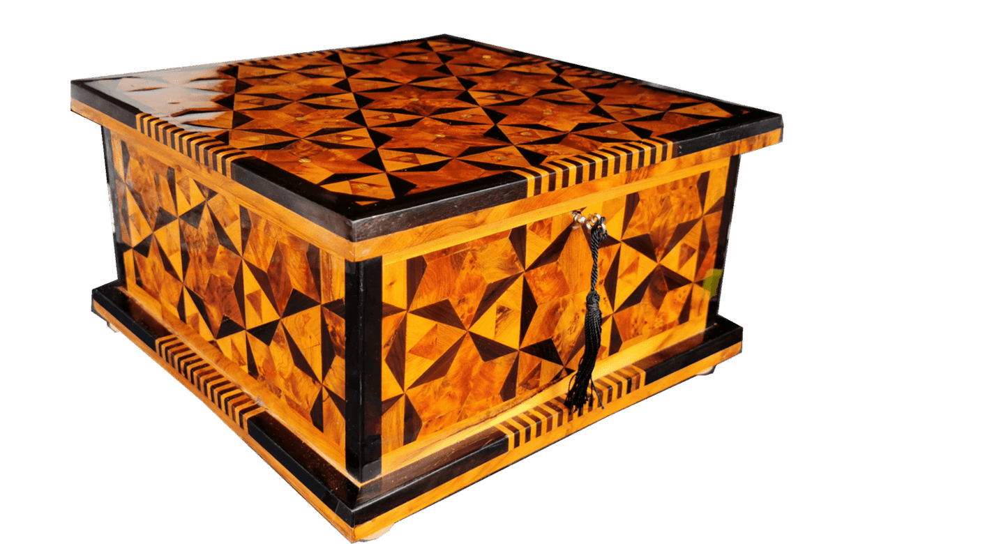 Large Square Jewellery Box. Hand Inlaid Treasure Box
