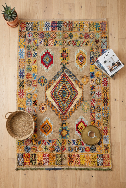 vintage Moroccan Tribal Rug Traditional Berber pattern 9.8x5.8 ft/ 300x178cm