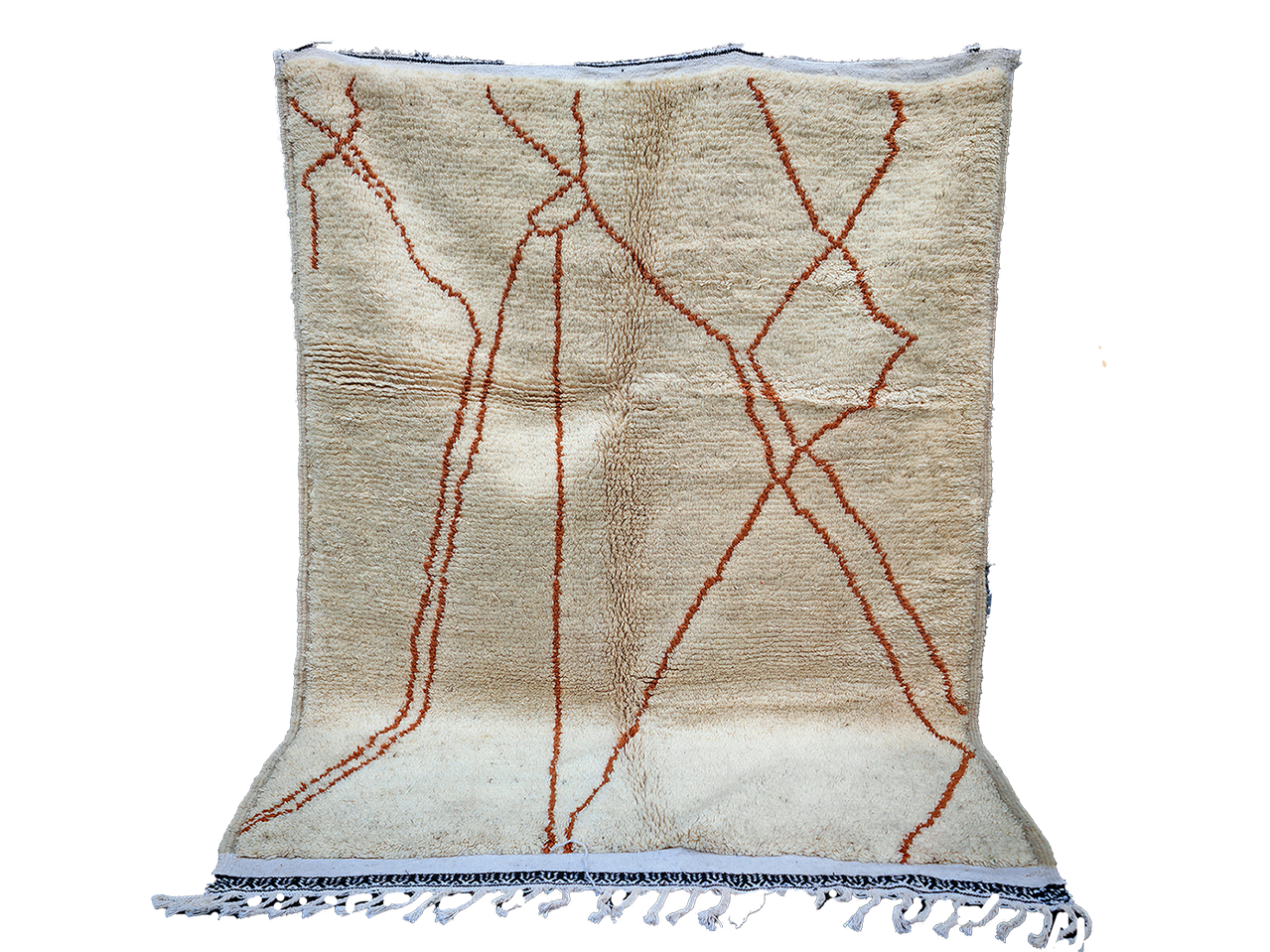 Cream  Authentic Beni Ouarain  Moroccan Rug 100%wool   8.2x5.9ft = 250x180 cm