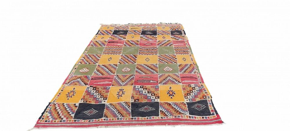 60-TML250150- Colourful Hard Wearing Moroccan Rug. 8.2x5 Ft Handmade Camel Wool Berber Carpet - Image 3