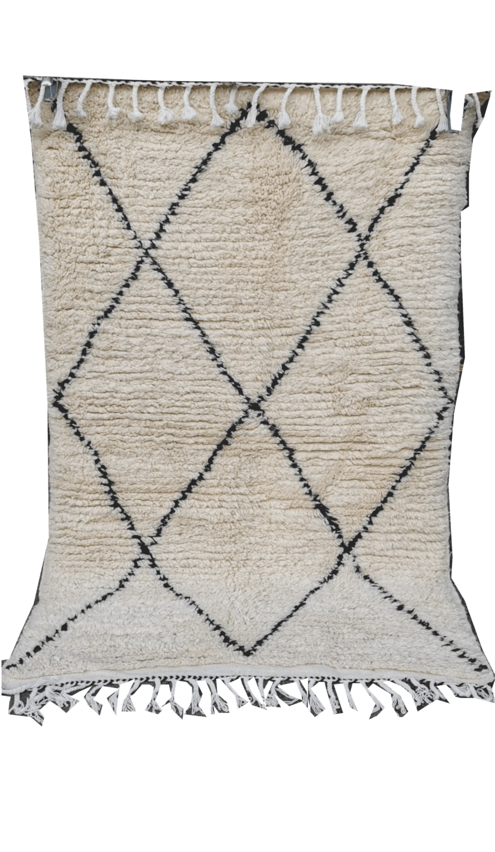 7-BSM155100-Moroccan Berber Beni Ouarain Rug. Natural wool. 5x3.2 ft