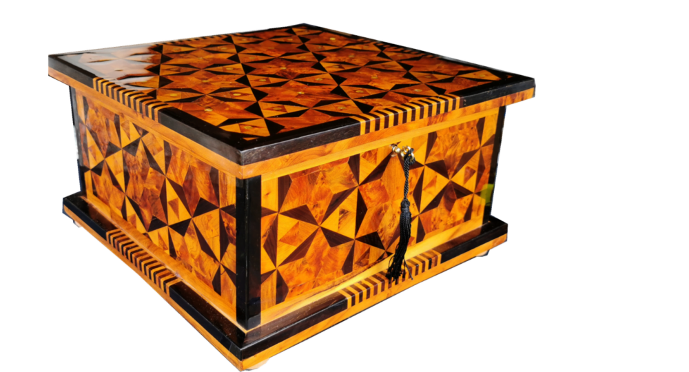 Large Square Jewellery Box. Hand Inlaid Treasure Box