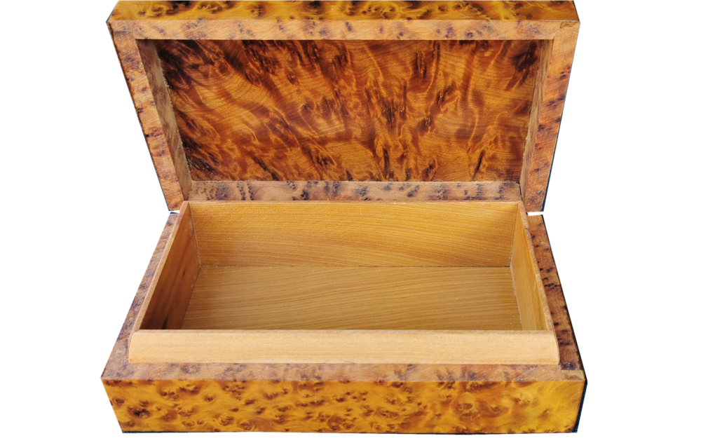 T2- Stylish inlaid burl Thuya Box 7.4 x5.11"//19x13 cm - Image 4