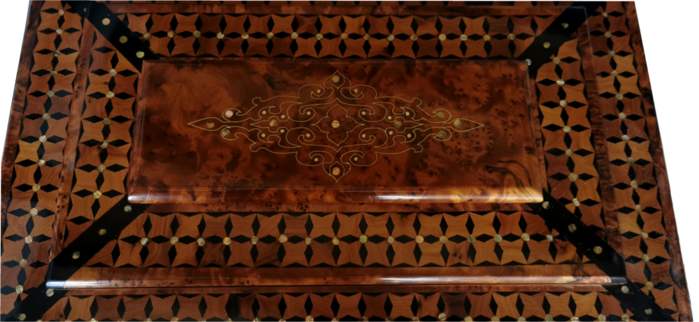 Unique Large Jewellery Box. Inlaid with Silver and Mother of Pearl. 50x34x18cm - Image 3