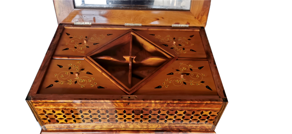 Unique Large Jewellery Box. Inlaid with Silver and Mother of Pearl. 50x34x18cm - Image 4