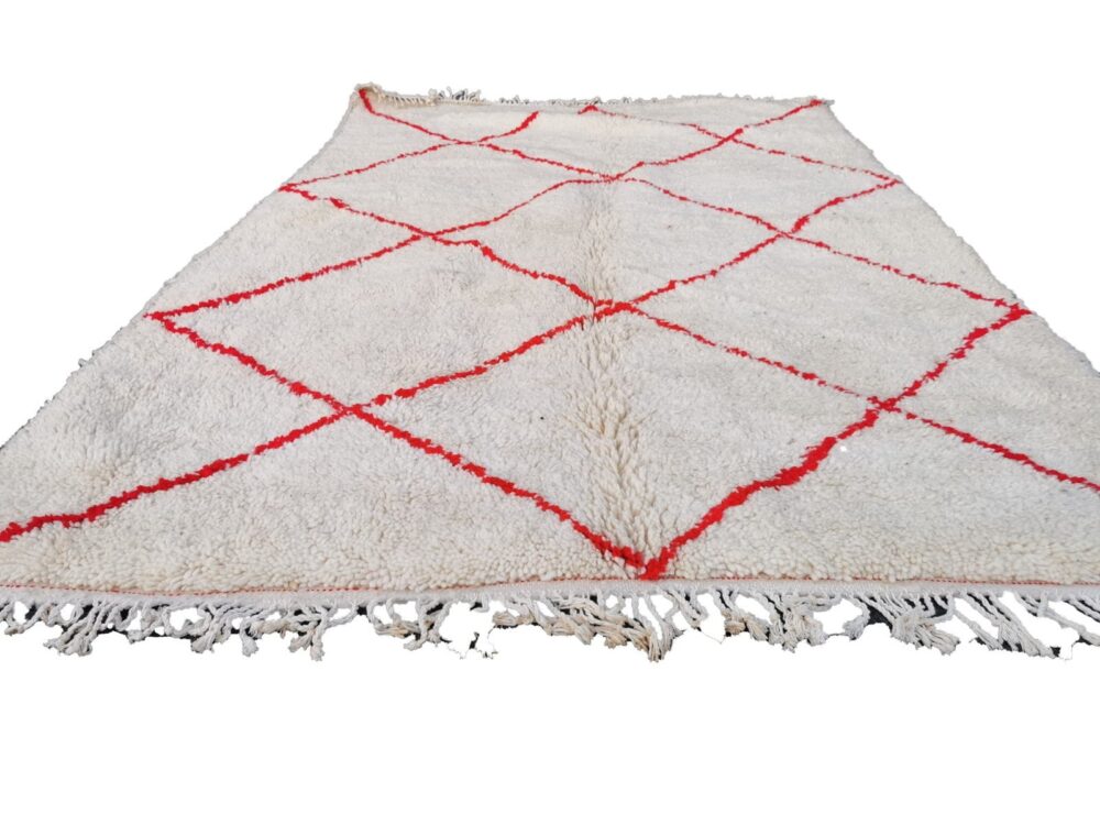 37-BML210140- Handmade Moroccan Berber Rug. 6.8x4.5 ft Red Beni Ouarain Carpet Natural Wool- 210x140 cm - Image 2