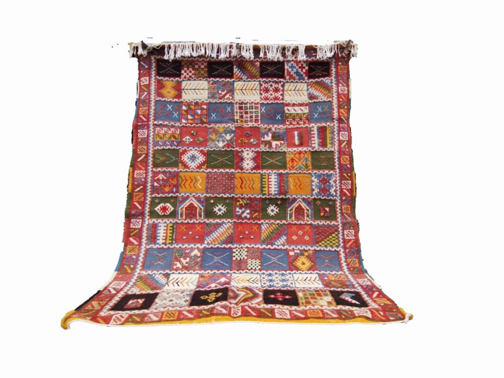 25-TML200150- Authentic Moroccan Berber Rug. Handmade Colourful Camel Wool Carpet . 6.5x4.9 Ft