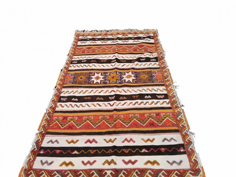 48-TML245160- Handmade Moroccan Berber Rug, Traditional Hand Embroidered Carpet .8x5.2ft - Image 3