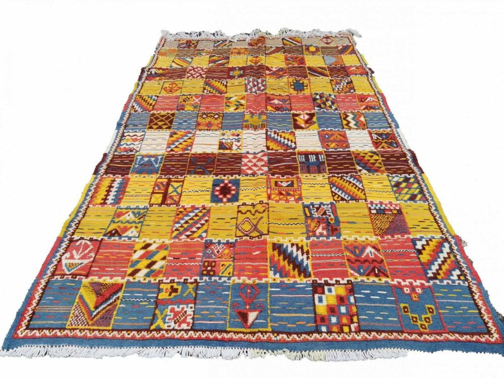 43-TML260160- Handmade Colourful Moroccan Rug Berber Glaoui Carpet Made Of Camel Wool. 8.5x4.9 Ft// 260x150 Cm - Image 4