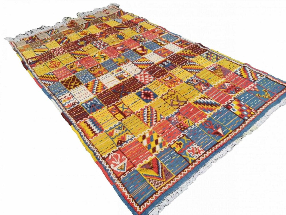 43-TML260160- Handmade Colourful Moroccan Rug Berber Glaoui Carpet Made Of Camel Wool. 8.5x4.9 Ft// 260x150 Cm - Image 5