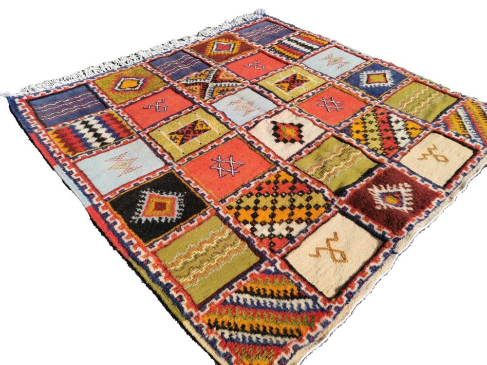 9-7TSM146140- Handmade Camel Hair Moroccan Square Rug. Vibrant Berber Carpet 4.8x4.6ft - Image 2