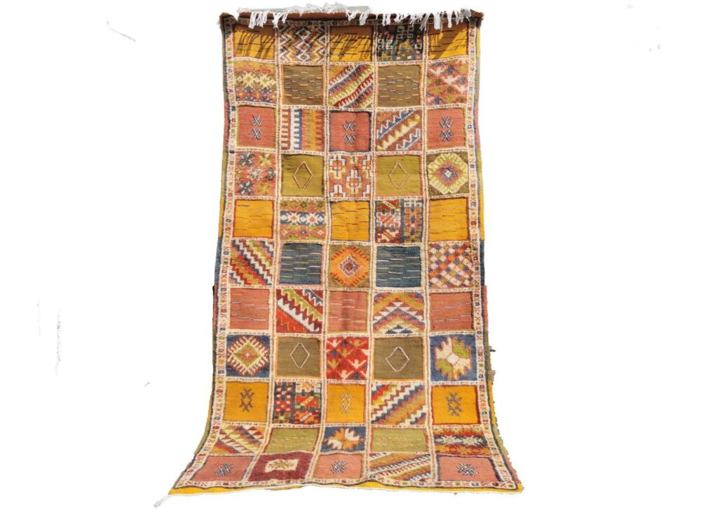 19-TSM210103- Colourful Moroccan Berber Rug. Tribal Carpet mad of Camel Wool