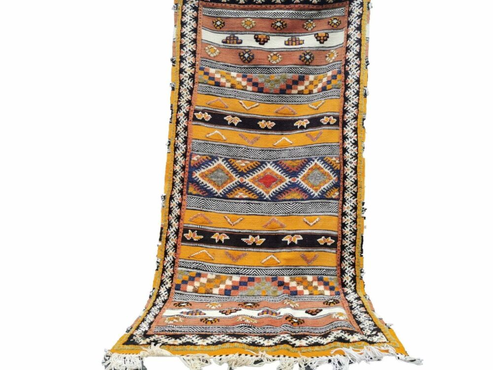 8- 5TM115100- Colourful Vintage Moroccan Rug 7x3.2 ft. Berber design/115x100cm