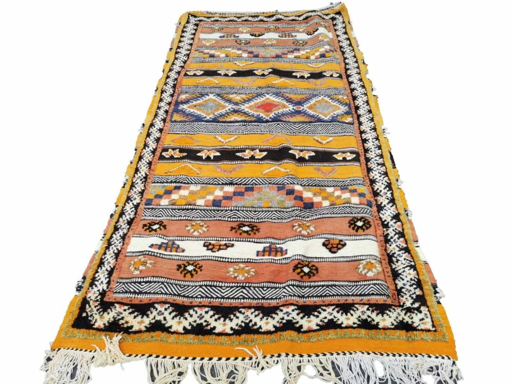 8- 5TM115100- Colourful Vintage Moroccan Rug 7x3.2 ft. Berber design/115x100cm - Image 2