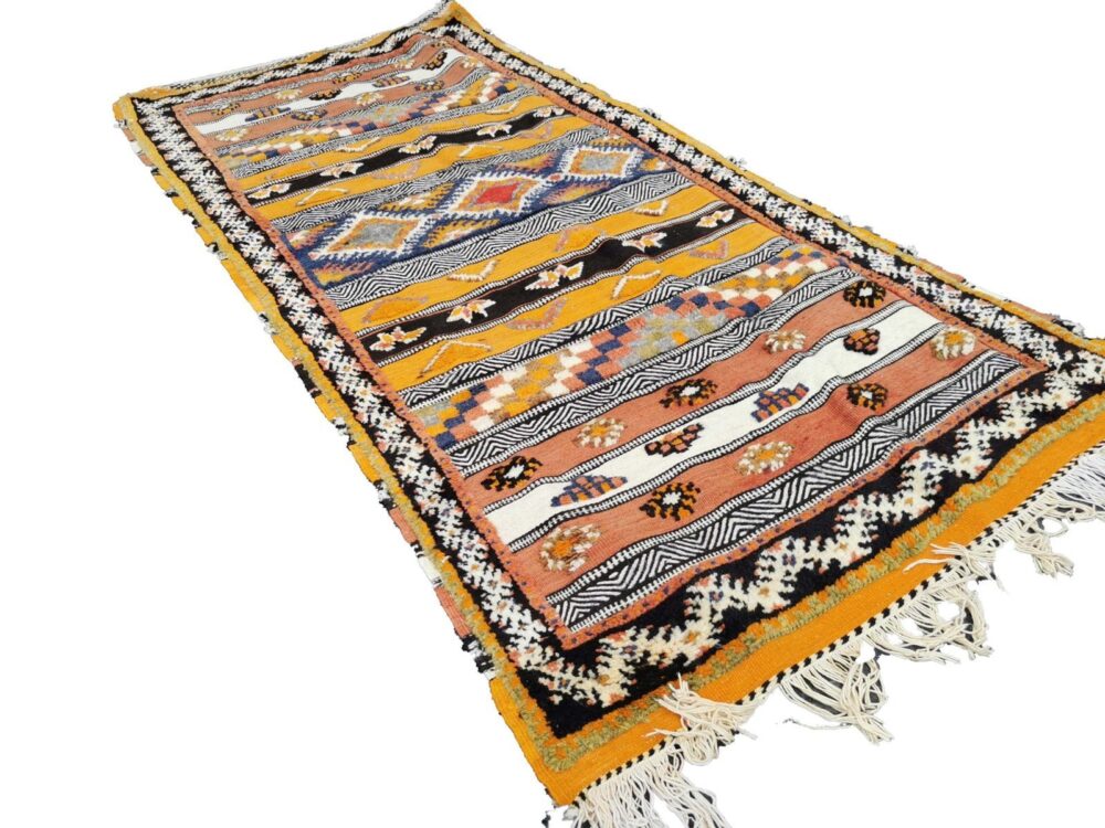 8- 5TM115100- Colourful Vintage Moroccan Rug 7x3.2 ft. Berber design/115x100cm - Image 3