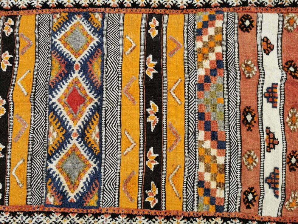 8- 5TM115100- Colourful Vintage Moroccan Rug 7x3.2 ft. Berber design/115x100cm - Image 4