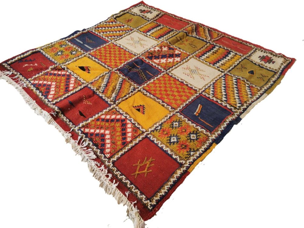 77-TSM150150- 4.9x4.9 Traditional Handmade Square Moroccan Berber Rug Camel Wool.150x150cm - Image 3