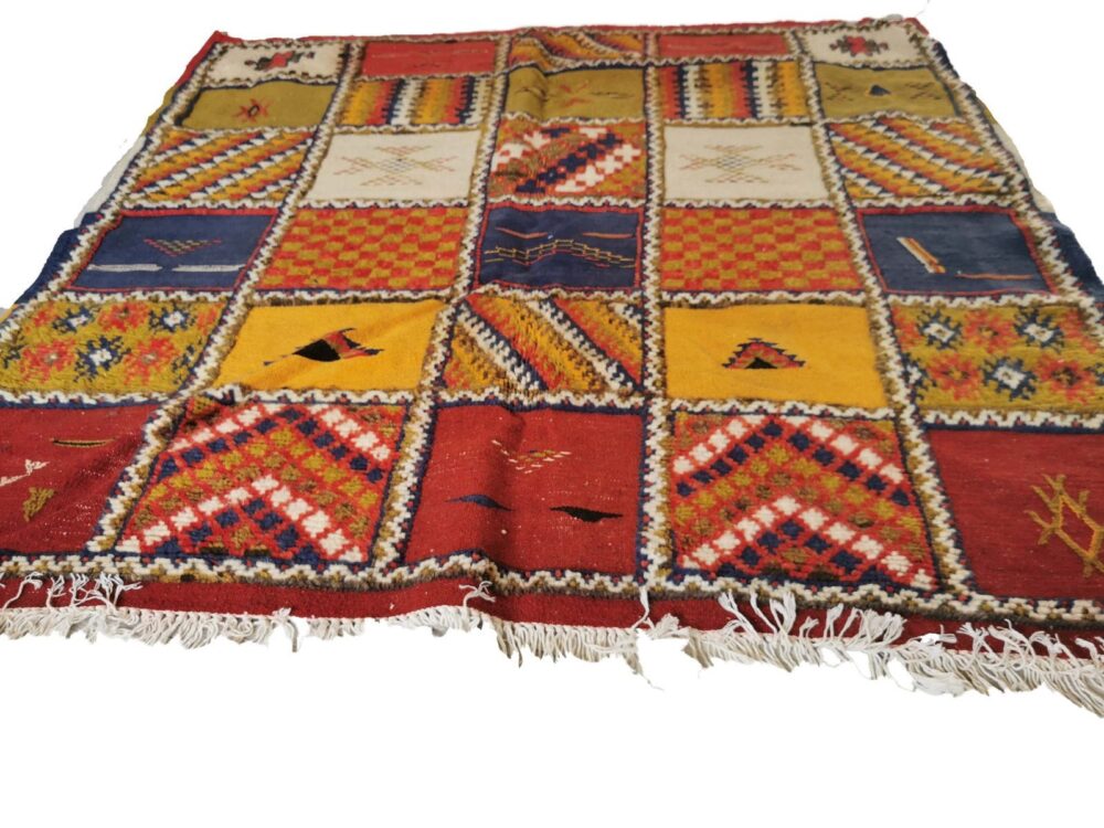 77-TSM150150- 4.9x4.9 Traditional Handmade Square Moroccan Berber Rug Camel Wool.150x150cm - Image 2