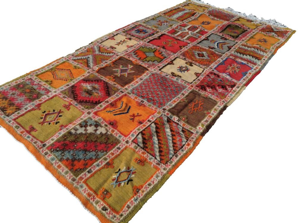 101TSM207103- Handmade Square Moroccan Berber Rug. Camel Wool Carpet-6.8×3.4ft - Image 3