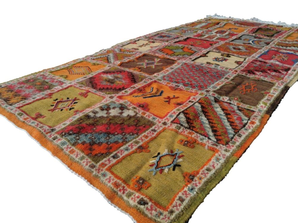 101TSM207103- Handmade Square Moroccan Berber Rug. Camel Wool Carpet-6.8×3.4ft - Image 4