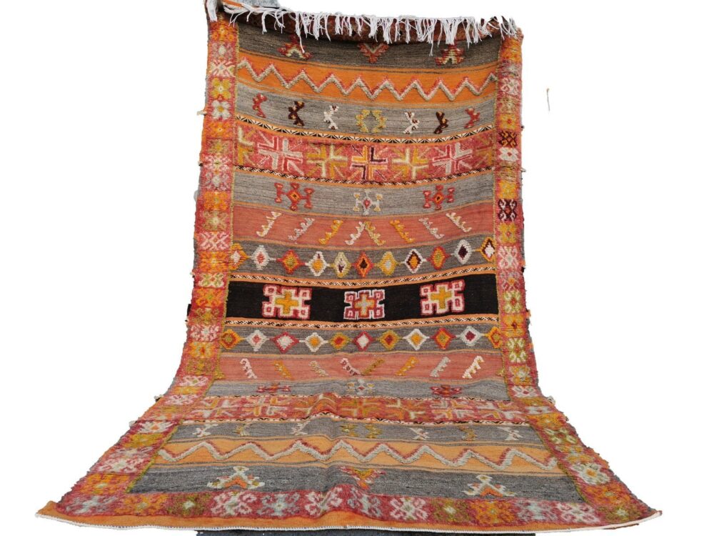 93-TML260140- Handmade Square Moroccan Berber Rug. Camel Wool Carpet-8.5x4.5