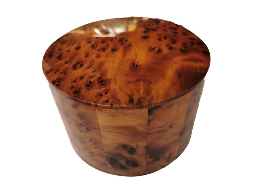 T134- Art Deco Handmade Wooden Burl Box. 6.2x5.5 inch -Jewellery/Cufflinks Box 16x14 cm - Image 3