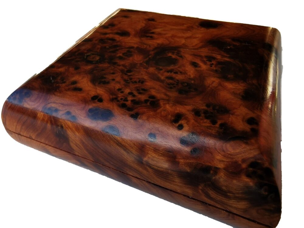 T130- Handmade Wooden Burl Box. Jewellery/Cufflinks Box 10x10 cm - Image 4