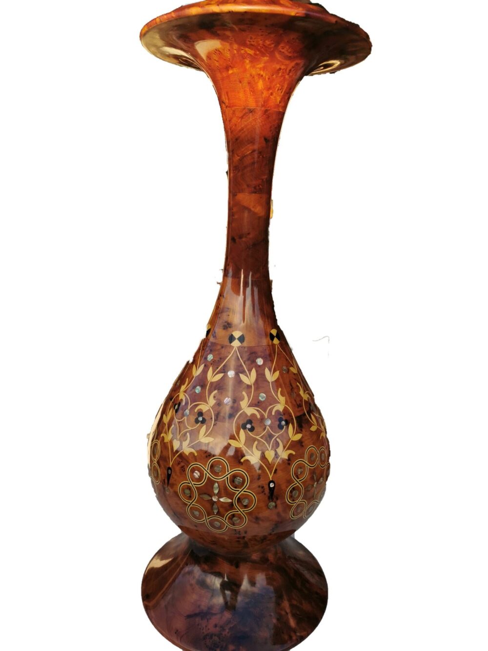 T148- 27.5x11" Fabulous Large Inlaid Vase inlaid with Ebony, Lemon Wood and Mother of pearl - Image 2