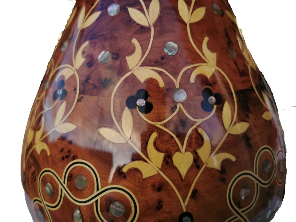 T148- 27.5x11" Fabulous Large Inlaid Vase inlaid with Ebony, Lemon Wood and Mother of pearl - Image 4