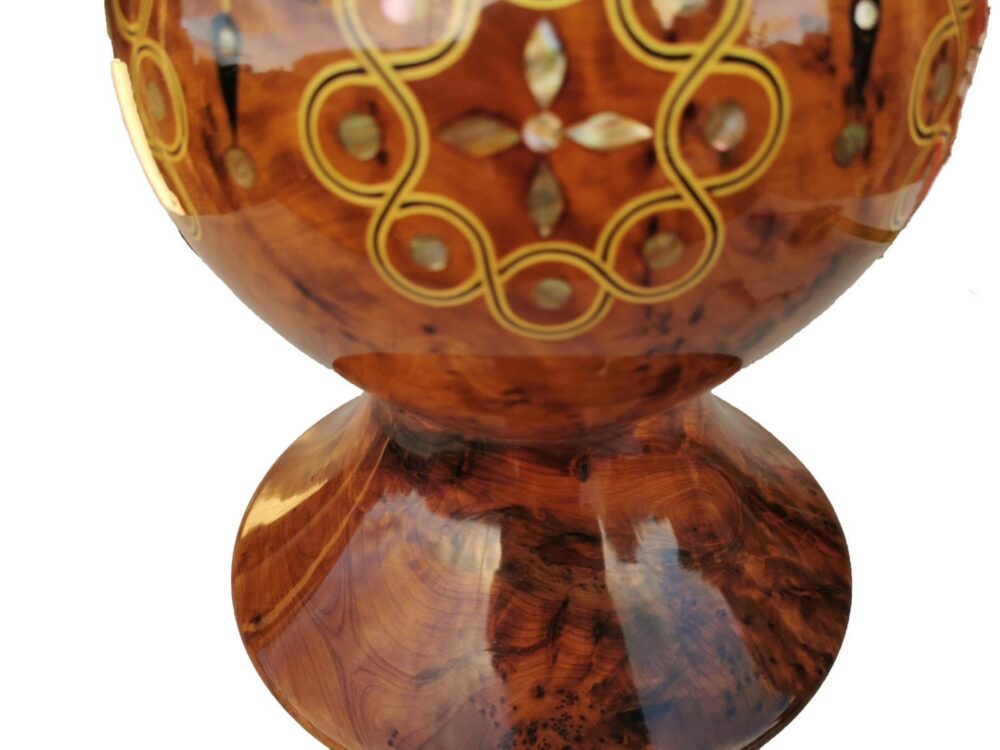 T148- 27.5x11" Fabulous Large Inlaid Vase inlaid with Ebony, Lemon Wood and Mother of pearl - Image 5