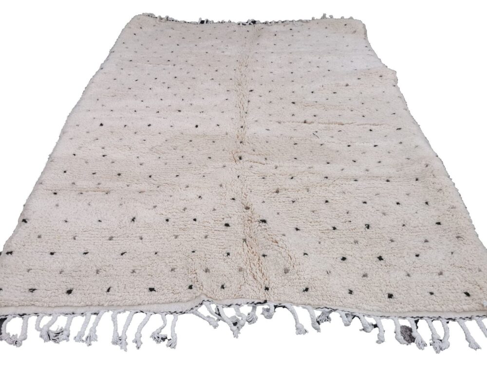 R 203- Authentic Cream Beni Ouarain Moroccan Rug 100%wool Berber Carpet 220x160 cm 7.2x5.2 ft - Image 2