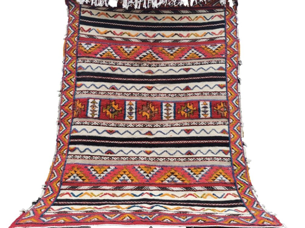 R208-Handmade Large Colourful Moroccan Berber Rug. Camel Wool Carpet-6.5x4.9 ft 200x150cm