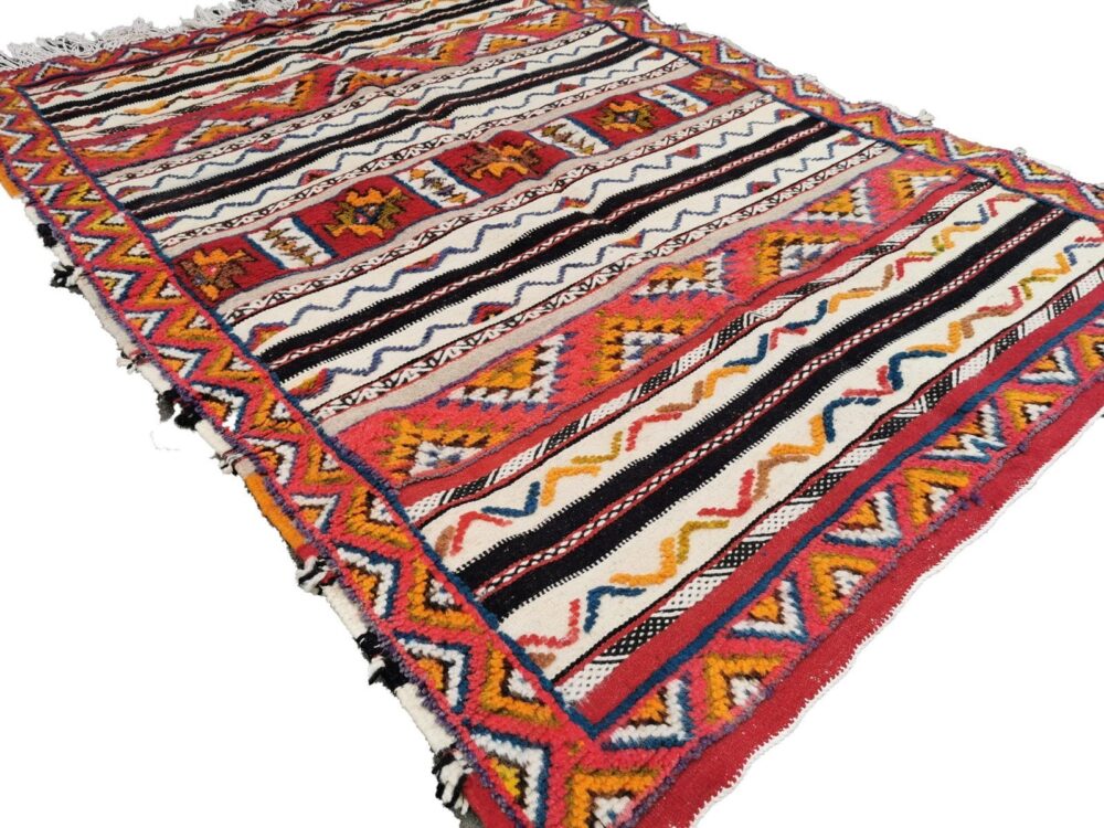 R208-Handmade Large Colourful Moroccan Berber Rug. Camel Wool Carpet-6.5x4.9 ft 200x150cm - Image 4