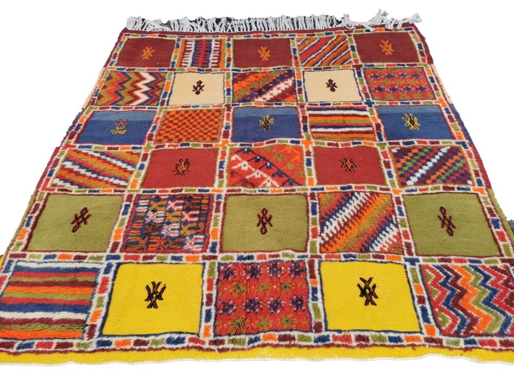 R188-Handmade Medium Colourful Moroccan Berber Rug. Camel Wool Carpet-5.2x4.5 ft 160x140cm - Image 2