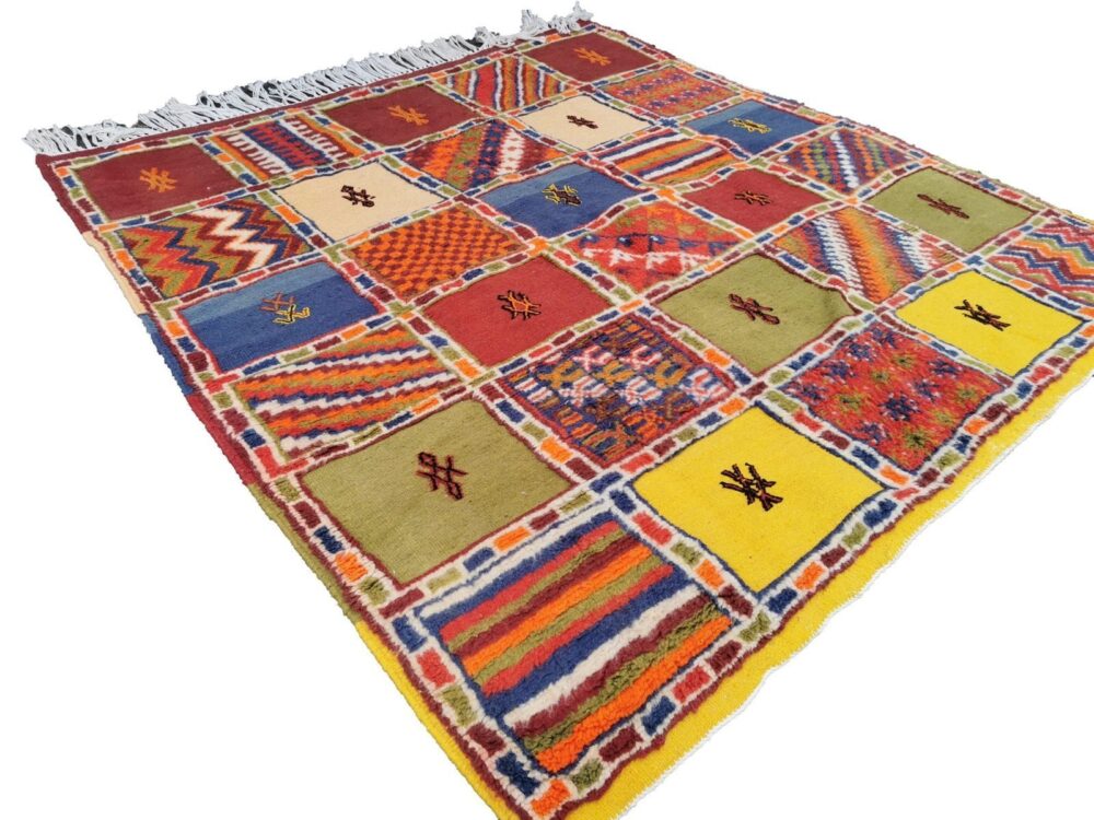 R188-Handmade Medium Colourful Moroccan Berber Rug. Camel Wool Carpet-5.2x4.5 ft 160x140cm - Image 4