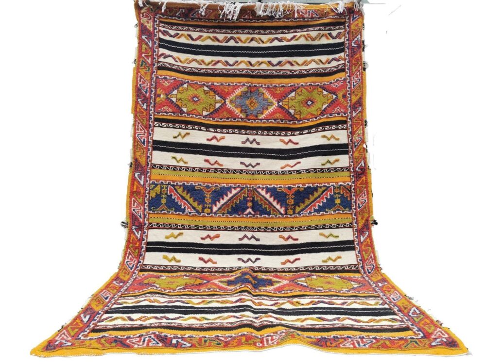 R186- Handmade Large Colourful Moroccan Berber Rug. Camel Wool Carpet-8.8x5.2 ft 270x160cm