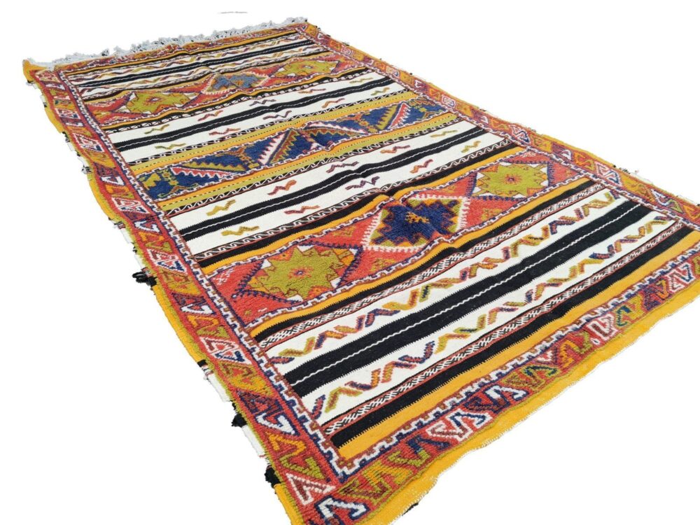 R186- Handmade Large Colourful Moroccan Berber Rug. Camel Wool Carpet-8.8x5.2 ft 270x160cm - Image 3