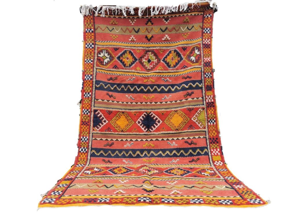 109-TML250155- Handmade Large Colourful Moroccan Berber Rug. Camel Wool Carpet-8.3×5.1 ft