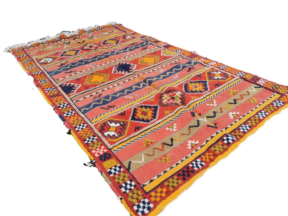 109-TML250155- Handmade Large Colourful Moroccan Berber Rug. Camel Wool Carpet-8.3×5.1 ft - Image 4