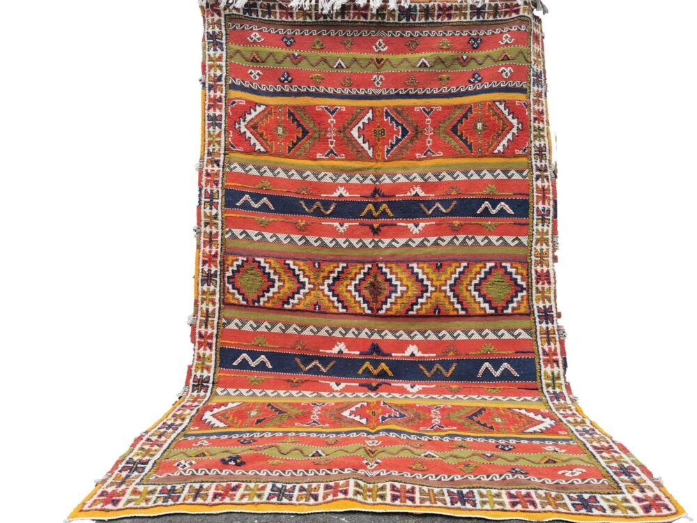 110-TML260150- Handmade Large Colourful Moroccan Berber Rug. 8.6x4.9 Ft Camel Wool Carpet