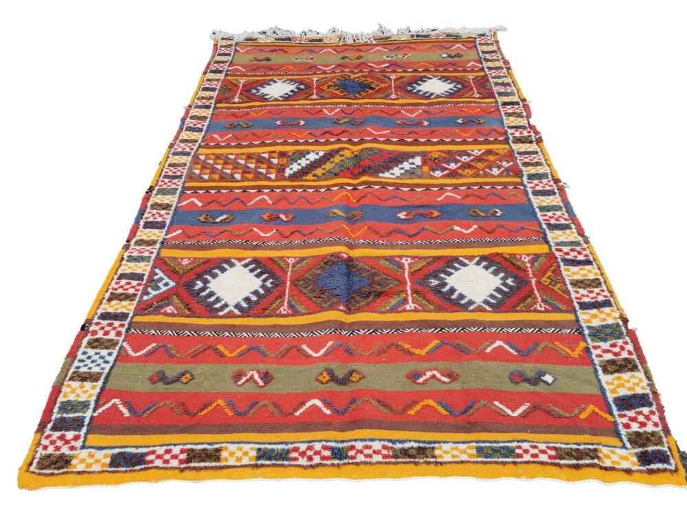 111-TML250155 Handmade Large Colourful Moroccan Berber Rug.250x155 cm. Camel Wool Carpet - Image 2