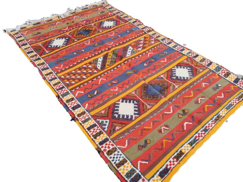 111-TML250155 Handmade Large Colourful Moroccan Berber Rug.250x155 cm. Camel Wool Carpet - Image 4