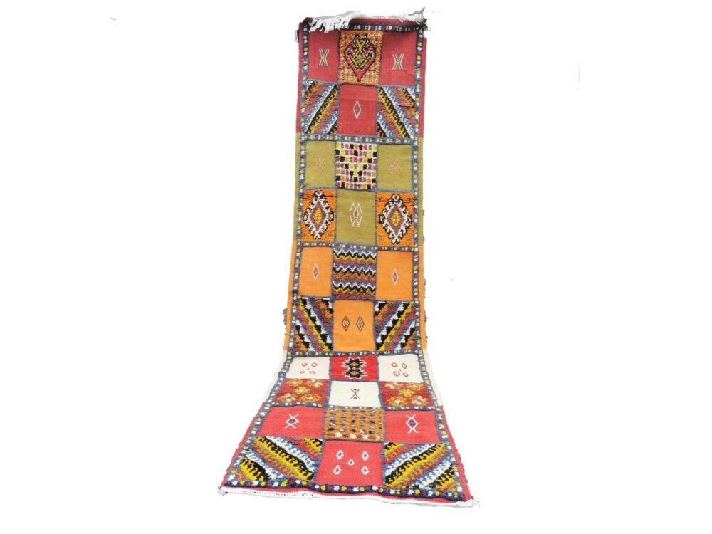 R-209/ Handmade Moroccan Berber Runner Camel Wool  8.5×1.9 Ft. Hand Woven 260×60 cm