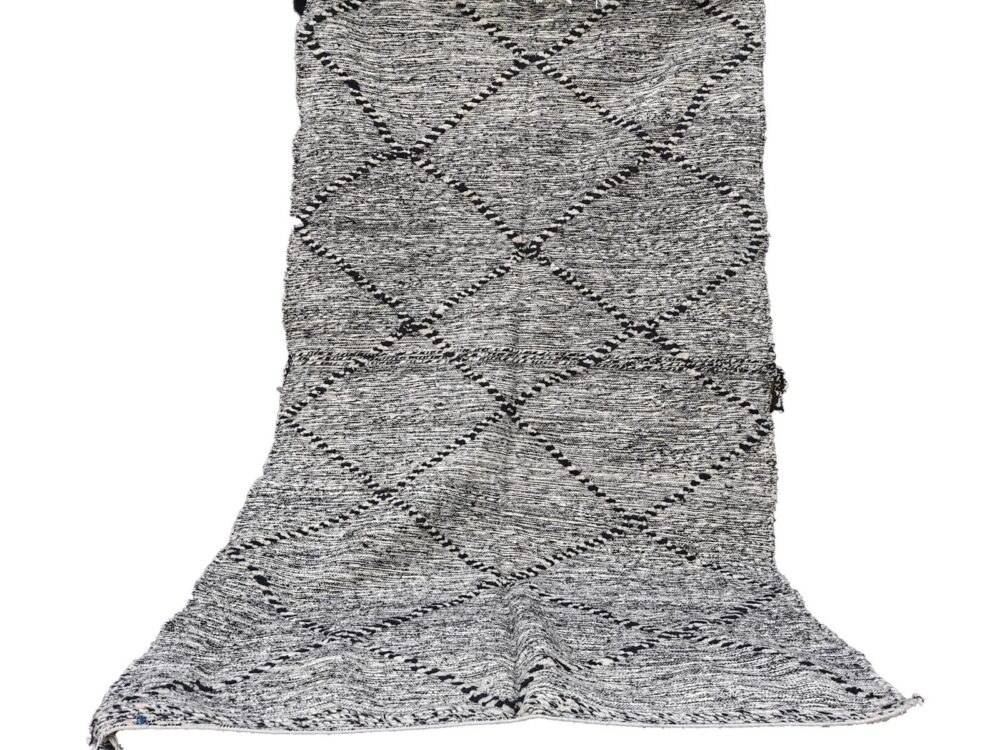 R2040- Handmade Grey Moroccan Berber Rug. Camel Wool Carpet-8x4.5ft / 243x140 cm