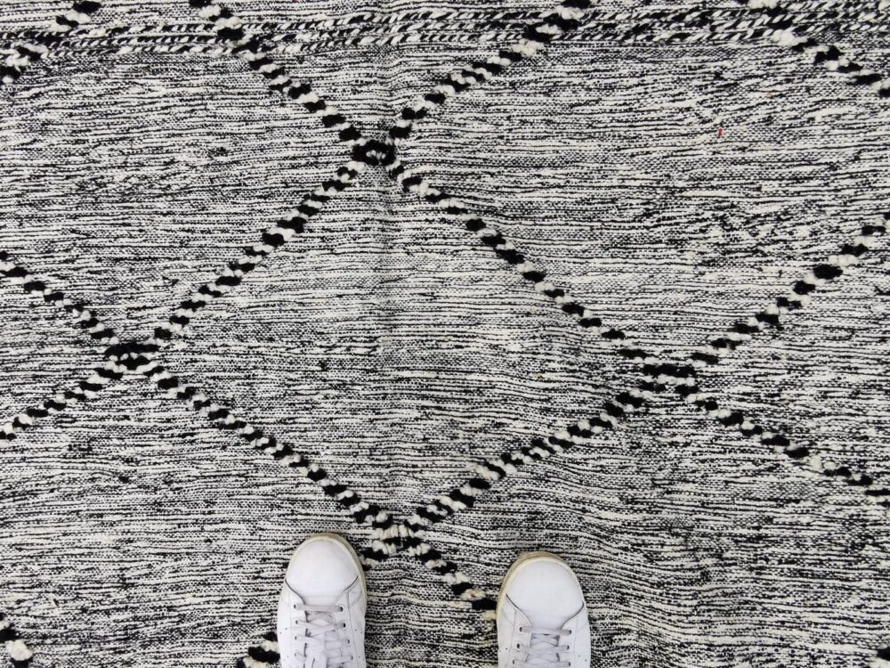 R2040- Handmade Grey Moroccan Berber Rug. Camel Wool Carpet-8x4.5ft / 243x140 cm - Image 7