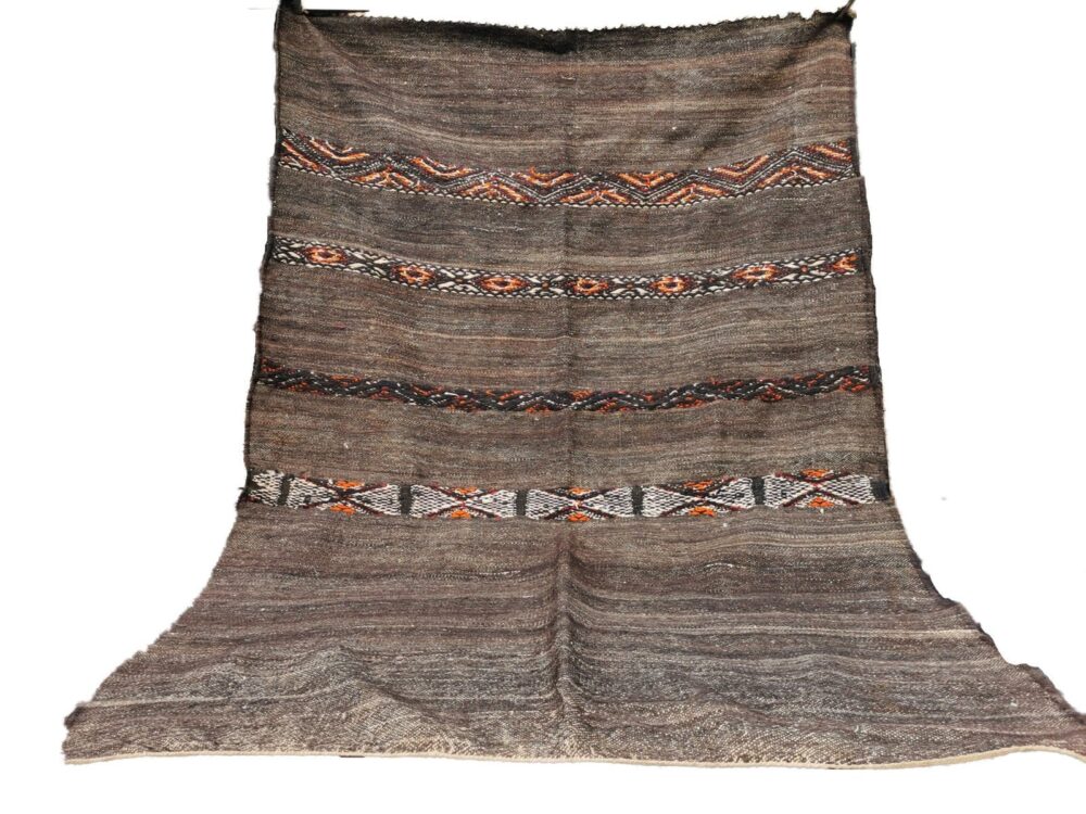 R206- Handmade Vintage Moroccan Berber Rug. Camel Wool Carpet-8.2x5.7 ft 250x175cm