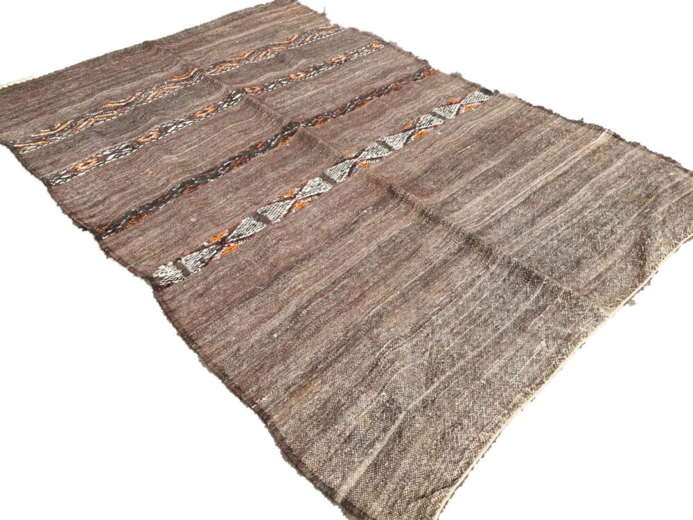 R206- Handmade Vintage Moroccan Berber Rug. Camel Wool Carpet-8.2x5.7 ft 250x175cm - Image 3