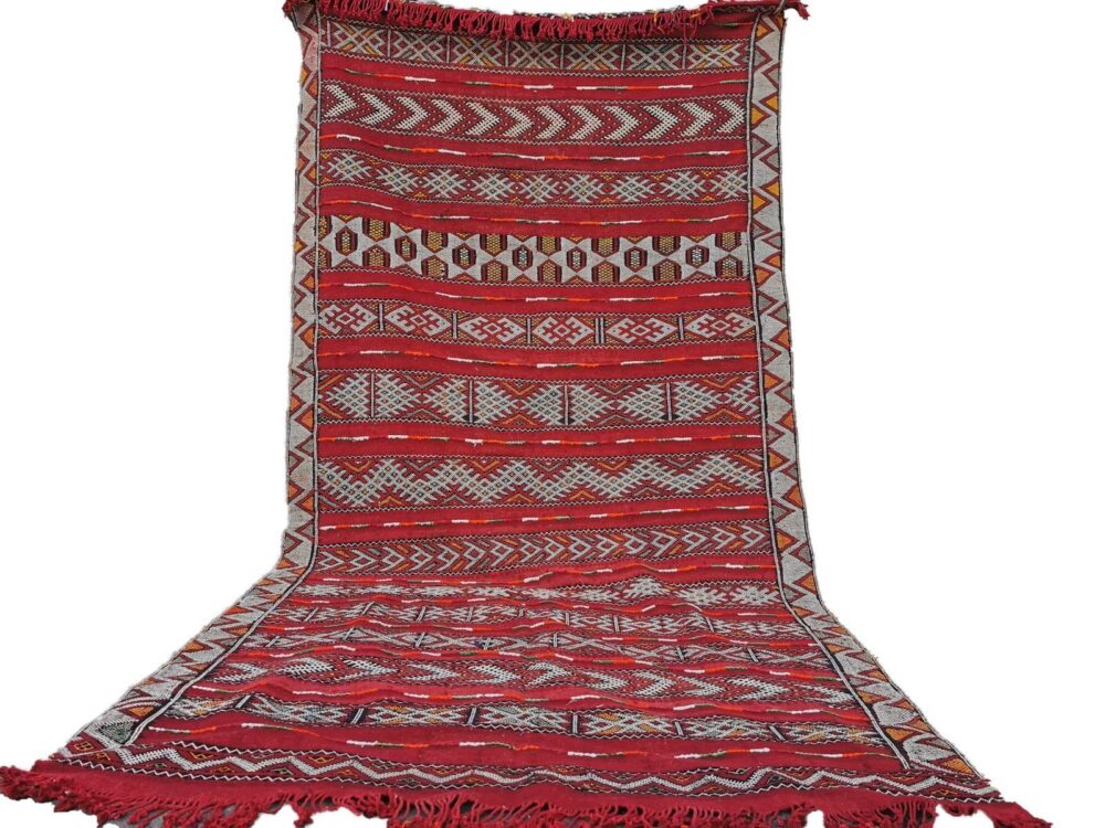 R207- Handmade Colourful Moroccan Berber Rug/ Kilim. Camel Wool Carpet- 10.3x5.2 ft 315x160cm