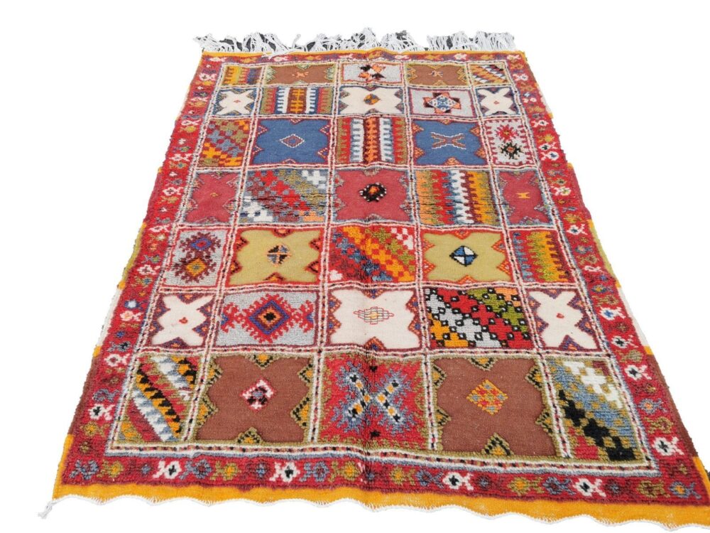 1- Handmade Colourful Moroccan Berber Rug. Camel Wool Carpet- 5.2×3.7 ft 160x114cm - Image 2