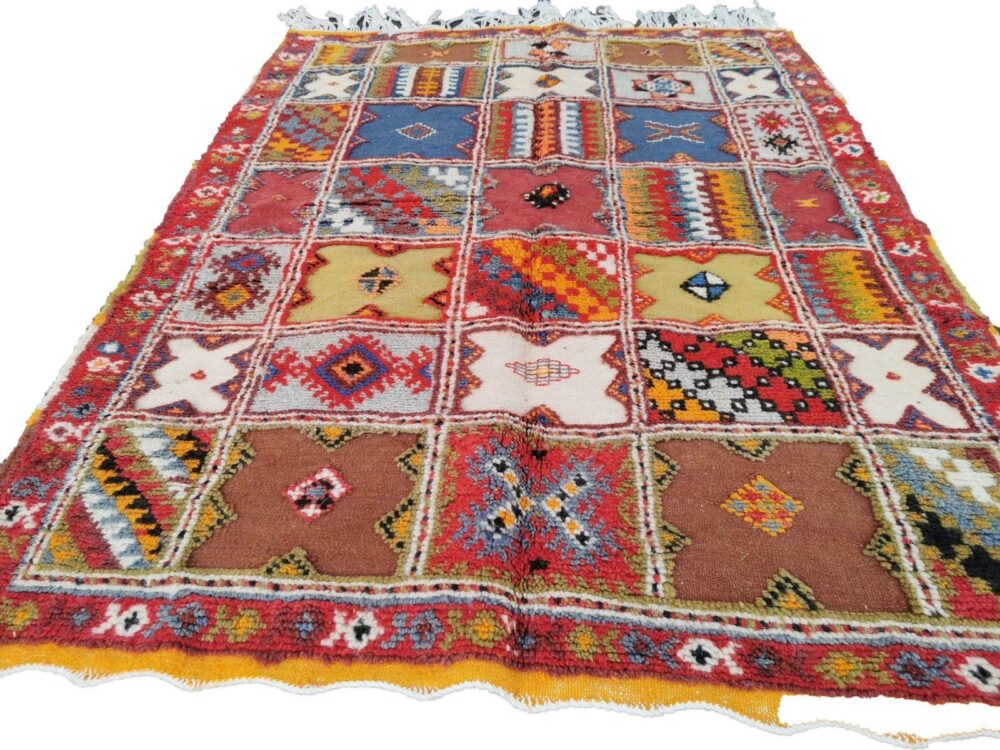 1- Handmade Colourful Moroccan Berber Rug. Camel Wool Carpet- 5.2×3.7 ft 160x114cm - Image 3